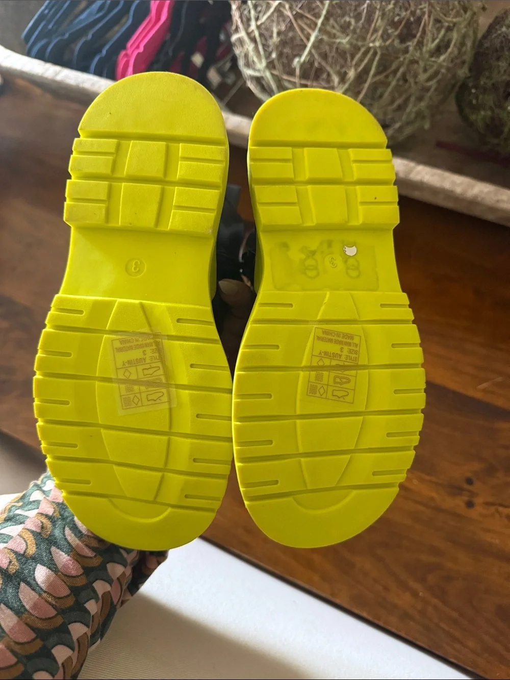 Kids Black Chelsea Boots with Neon Yellow Platform Sole
